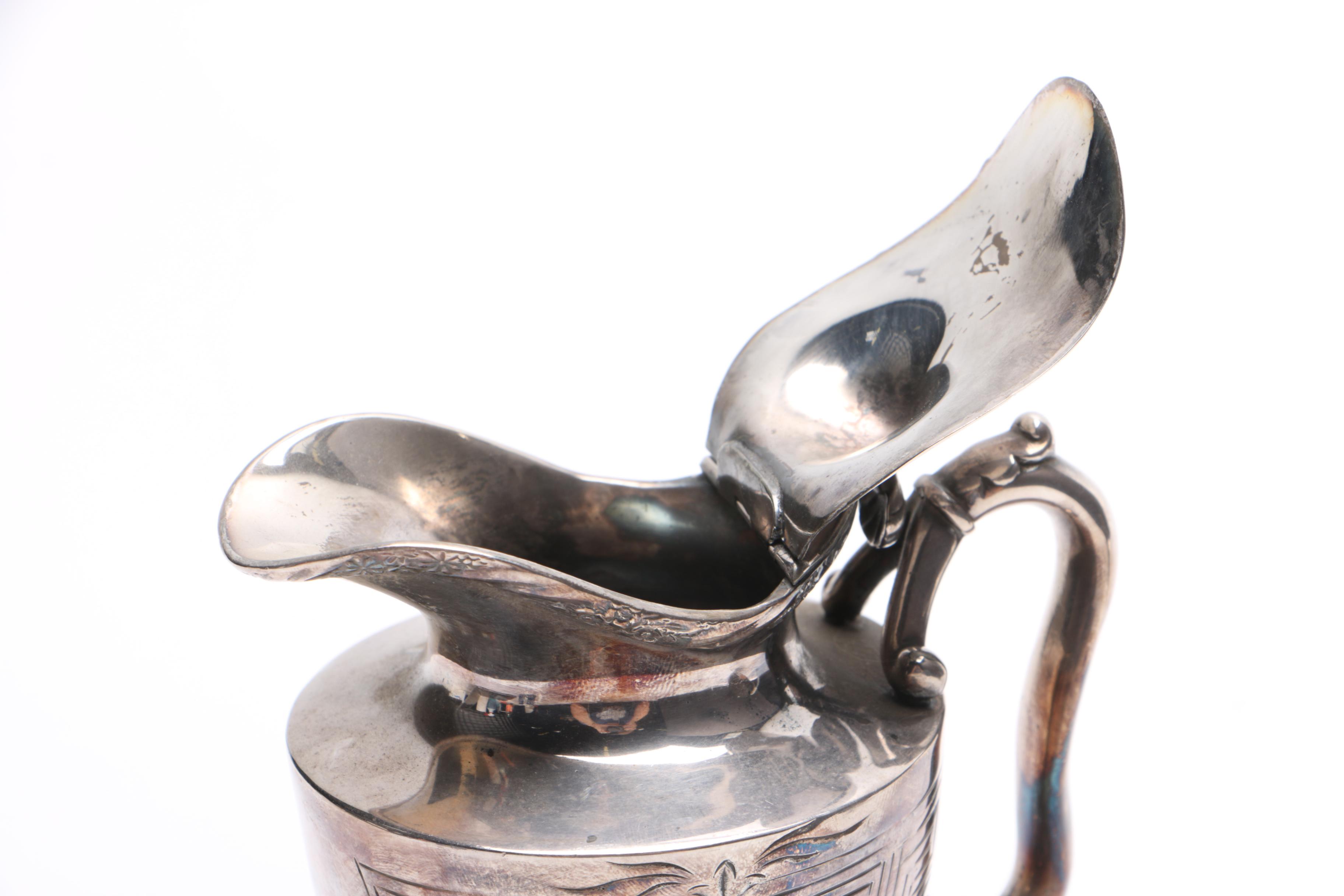 Silver Plated Pitcher and Silver Tone Trivet