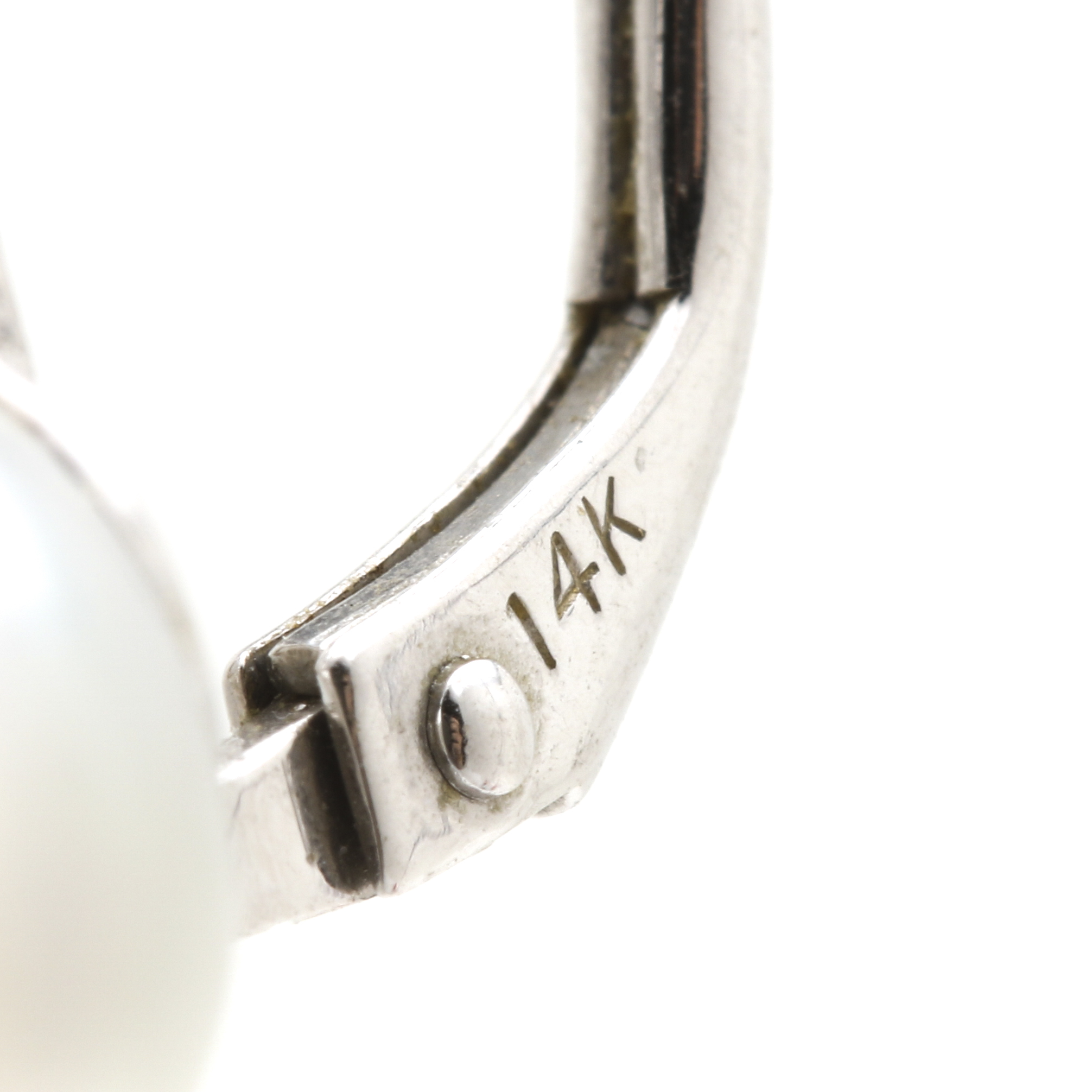 14K White Gold Pearl and Diamond Earrings