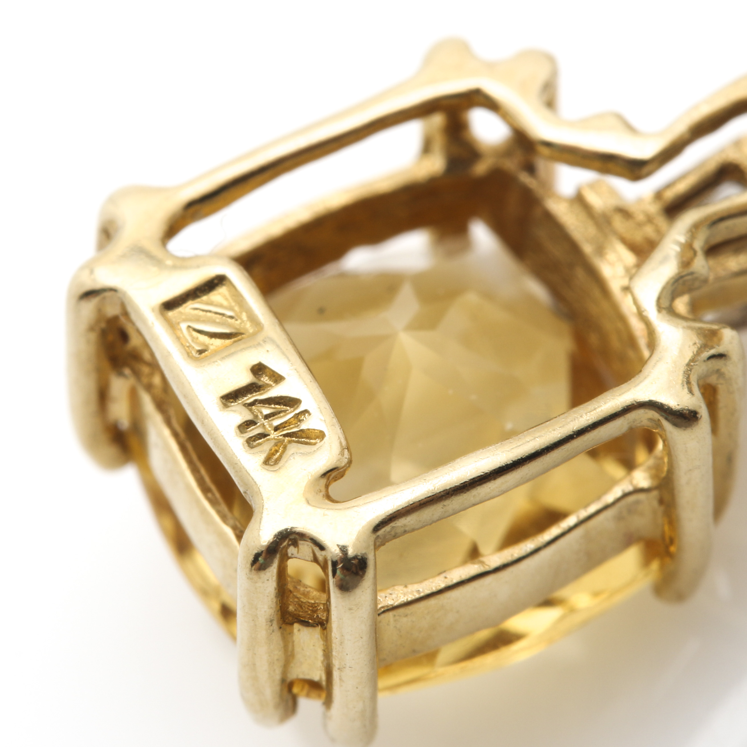 14K Yellow Gold Citrine and White Topaz Earrings