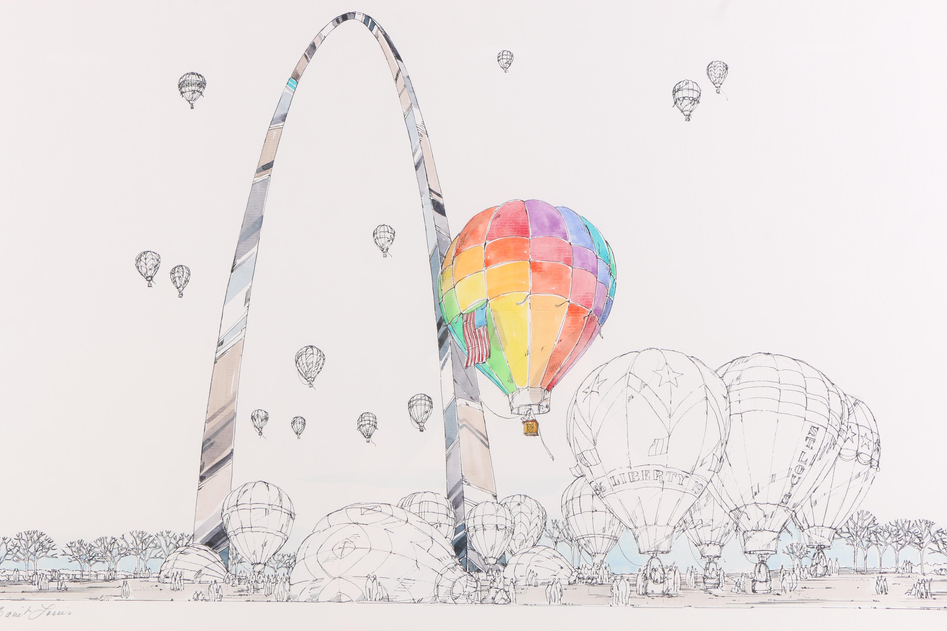 John Pils Hand-Colored Lithograph "Saint Louis"