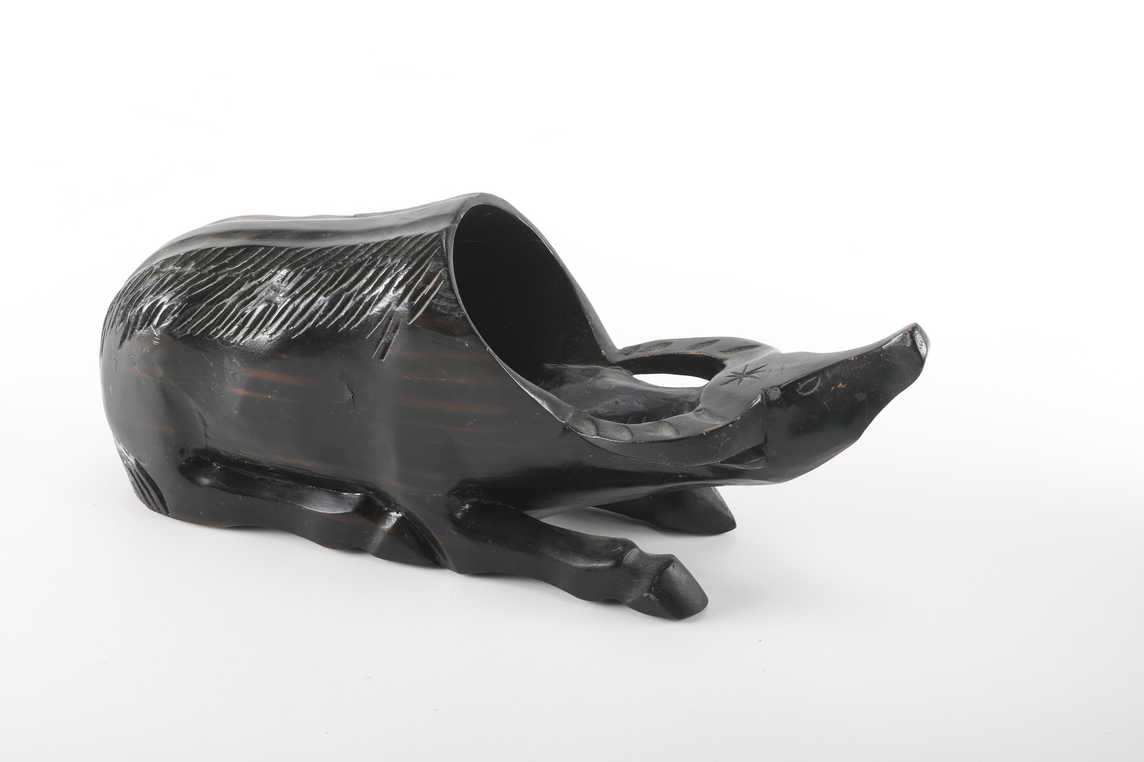 Steer Head Shaped Basket and a Wooden Wine Bottle Holder