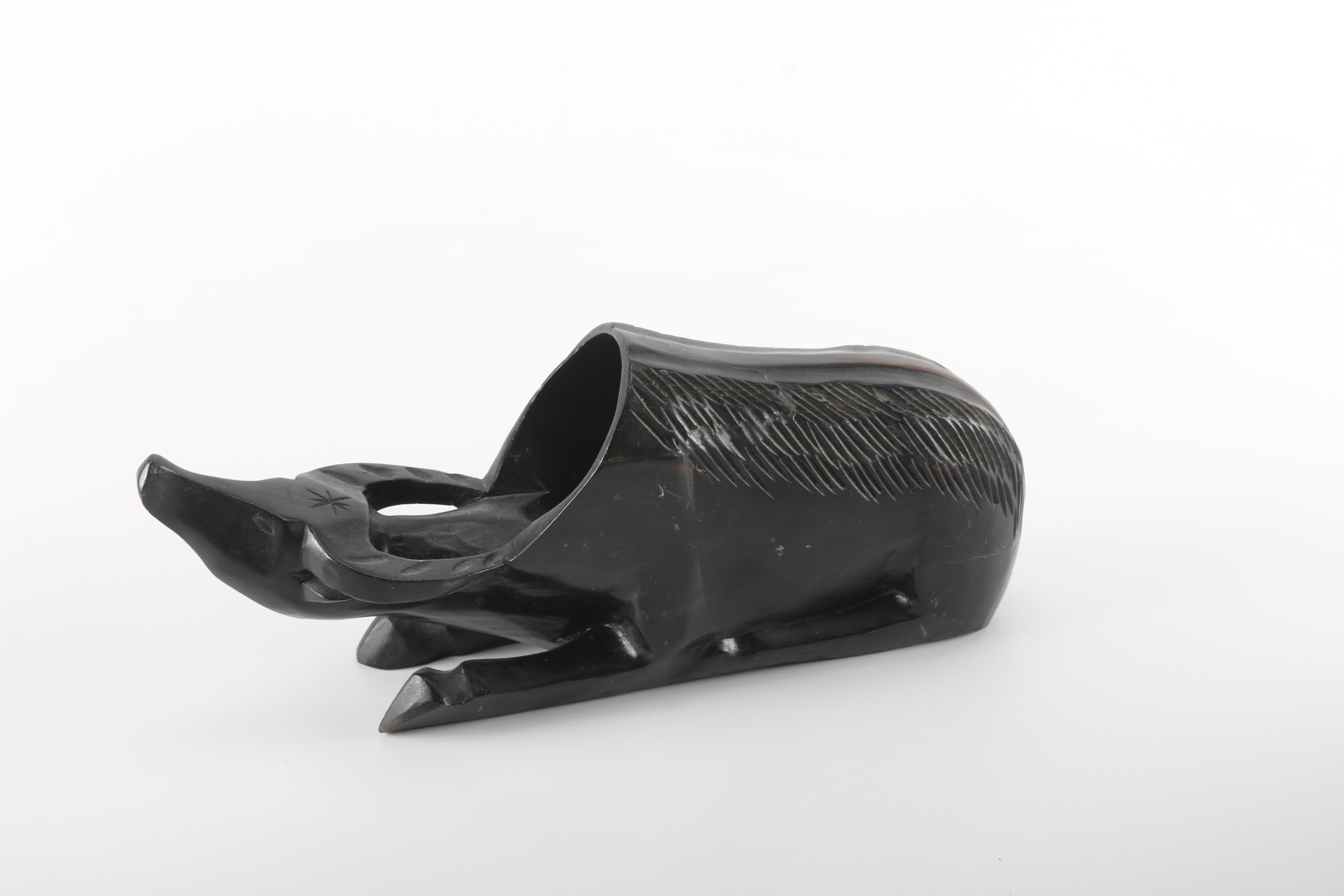 Steer Head Shaped Basket and a Wooden Wine Bottle Holder