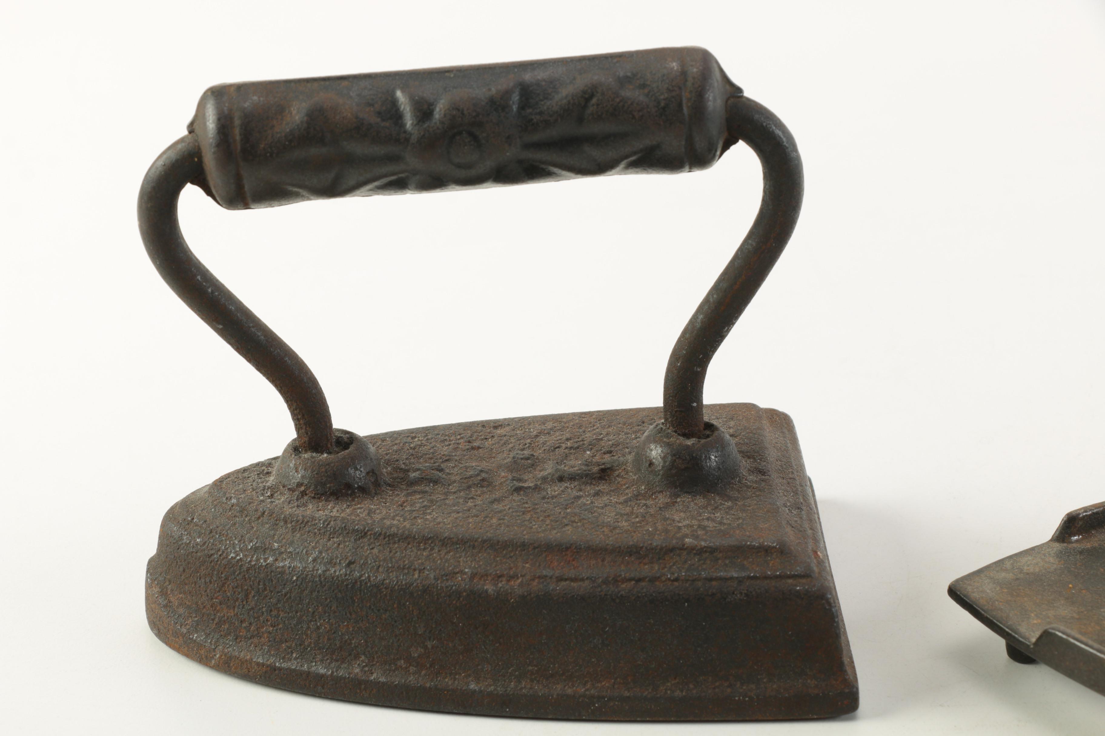 Vintage Metal Irons With Trivet Stands