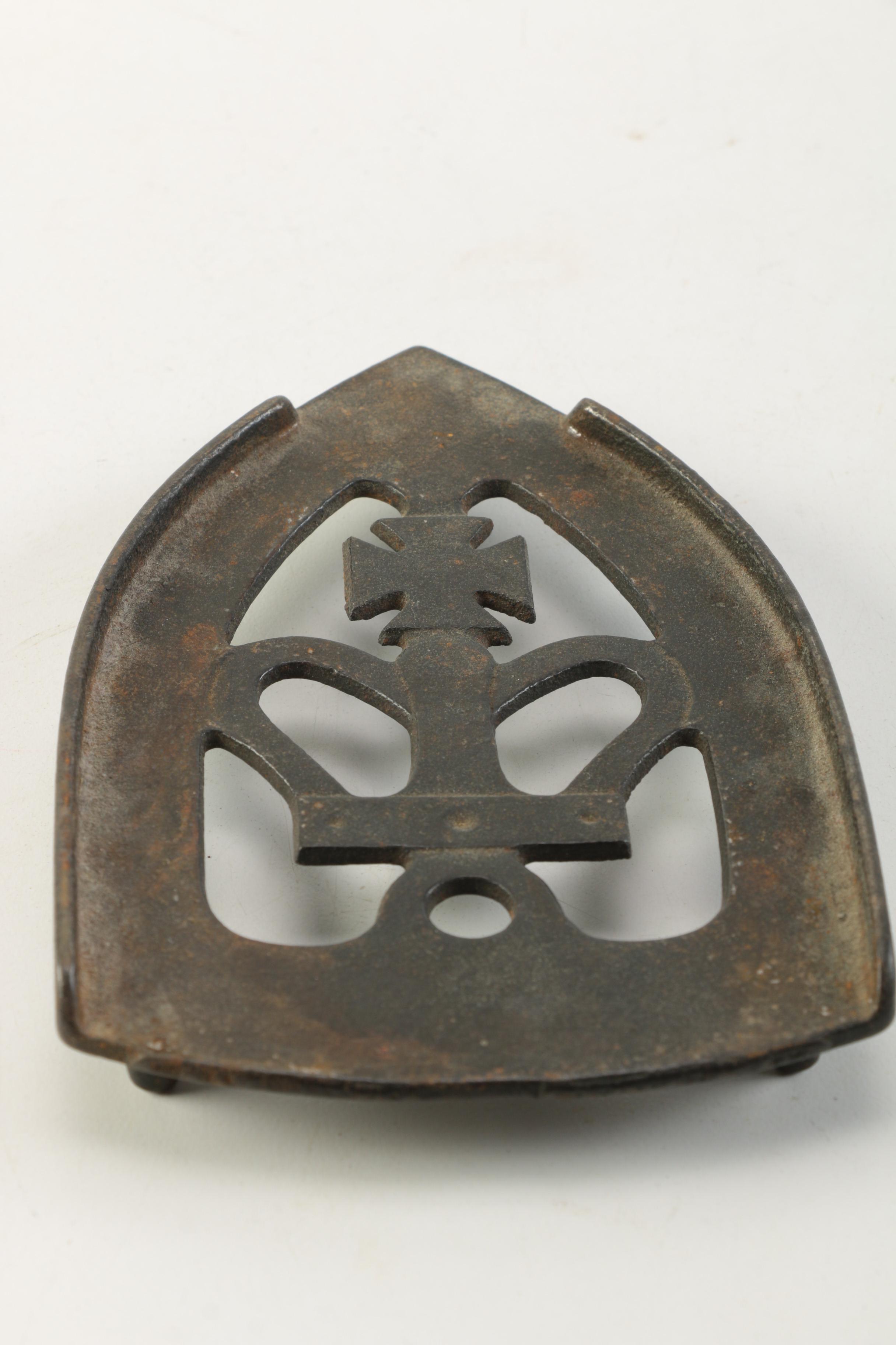 Vintage Metal Irons With Trivet Stands