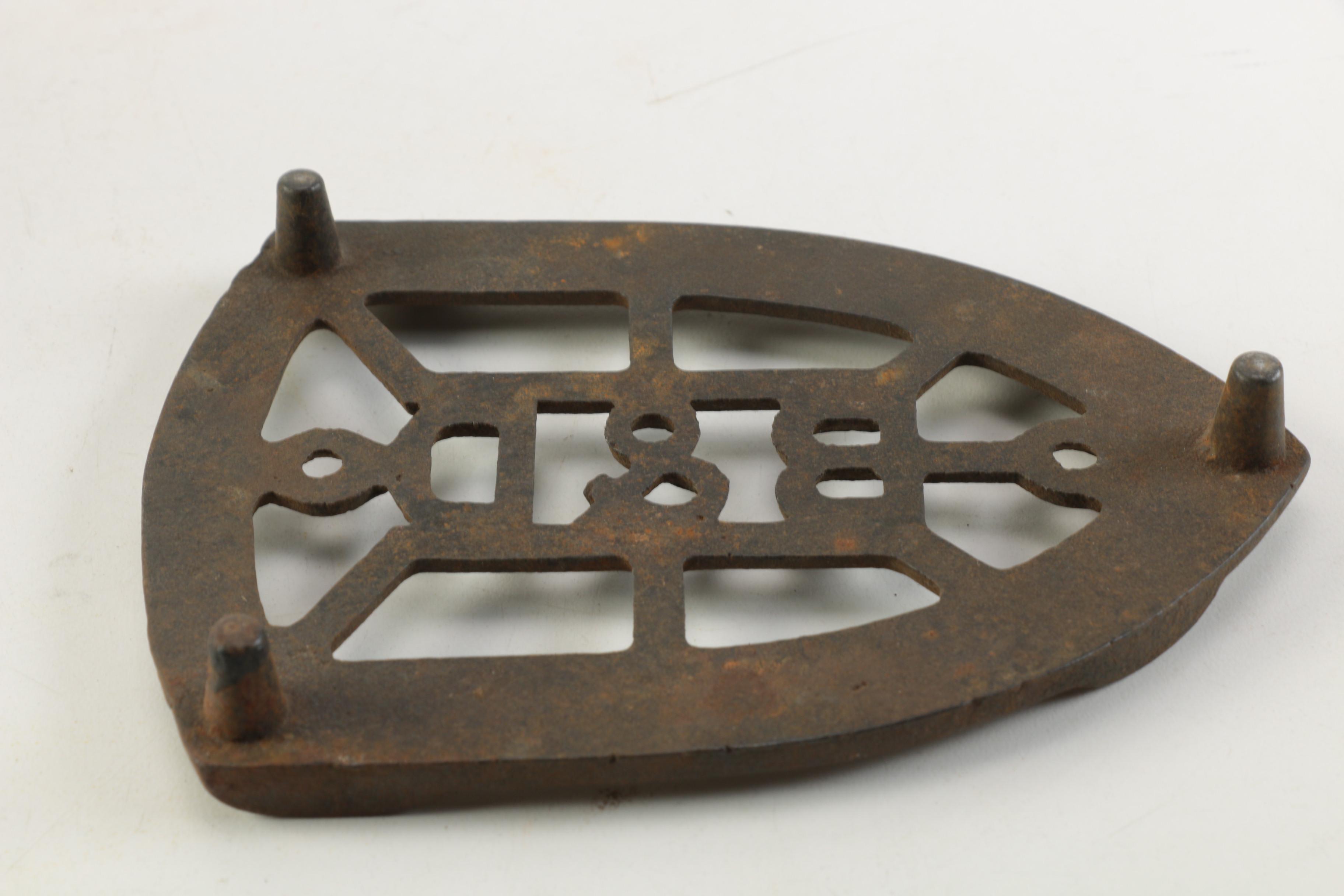 Vintage Metal Irons With Trivet Stands