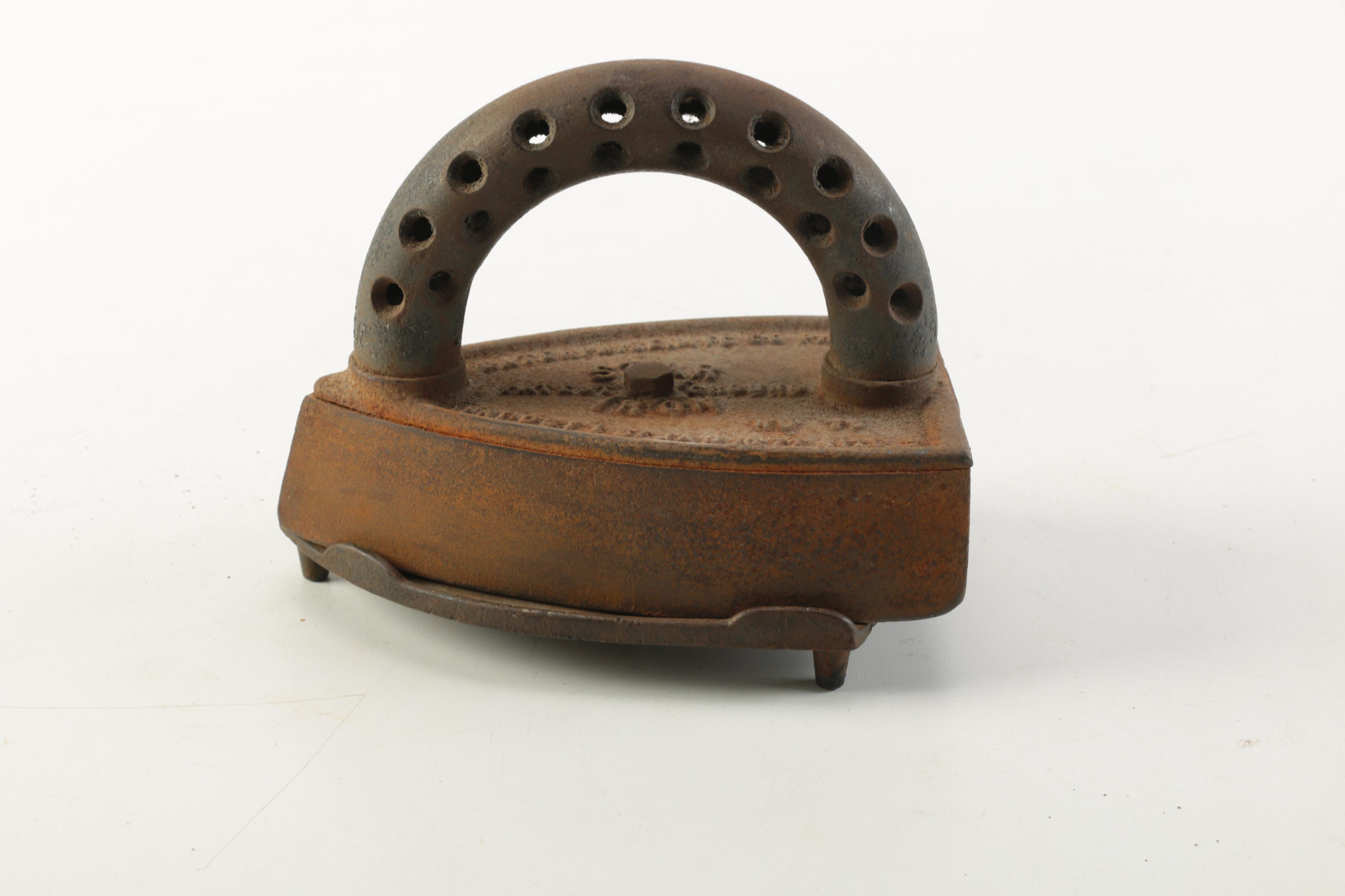 Vintage Metal Irons With Trivet Stands