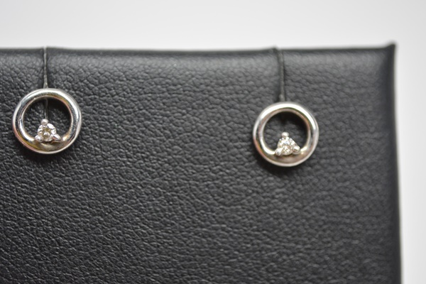 Two Pair of Sterling Silver Diamond Pierced Earrings