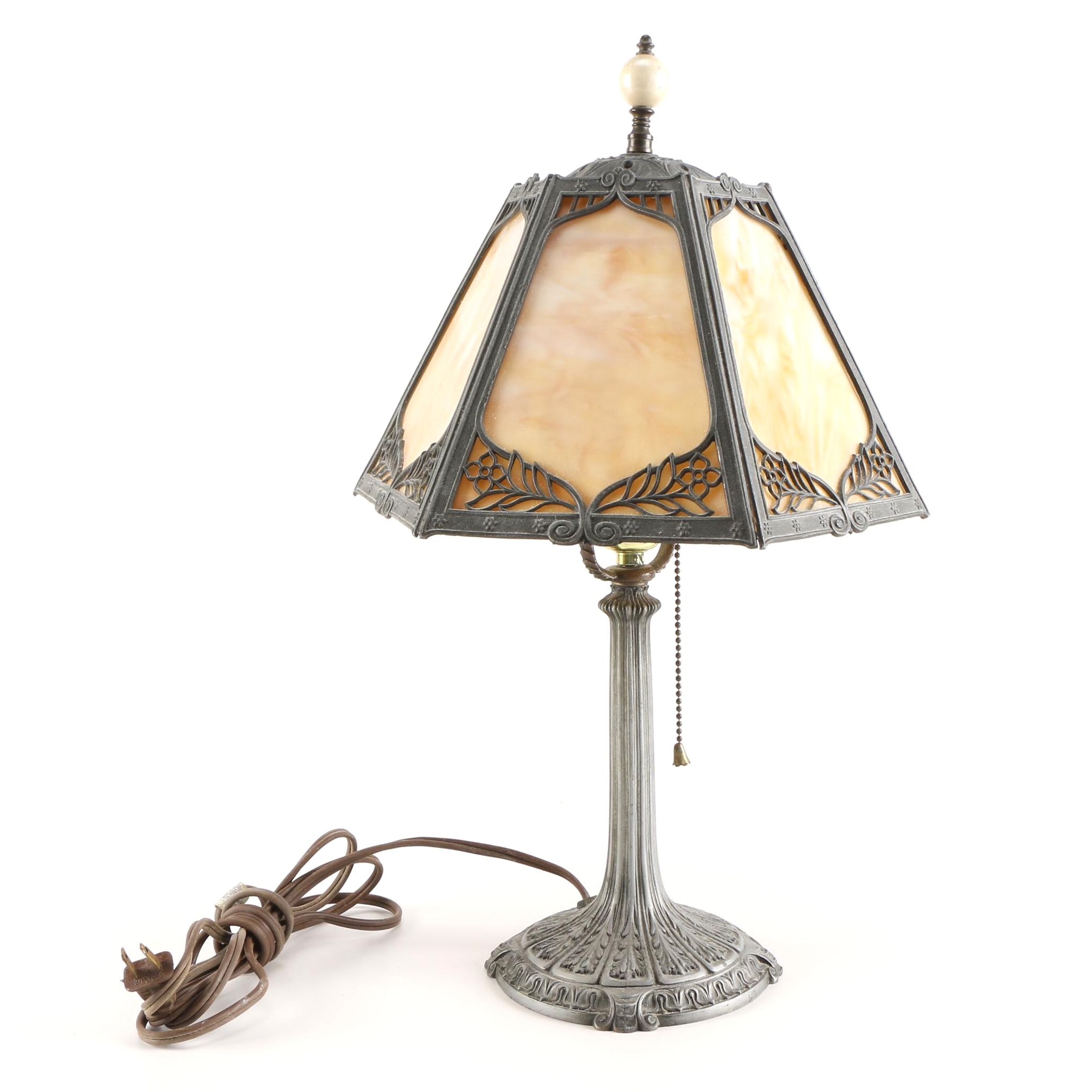 Vintage Slag Glass Table Lamp