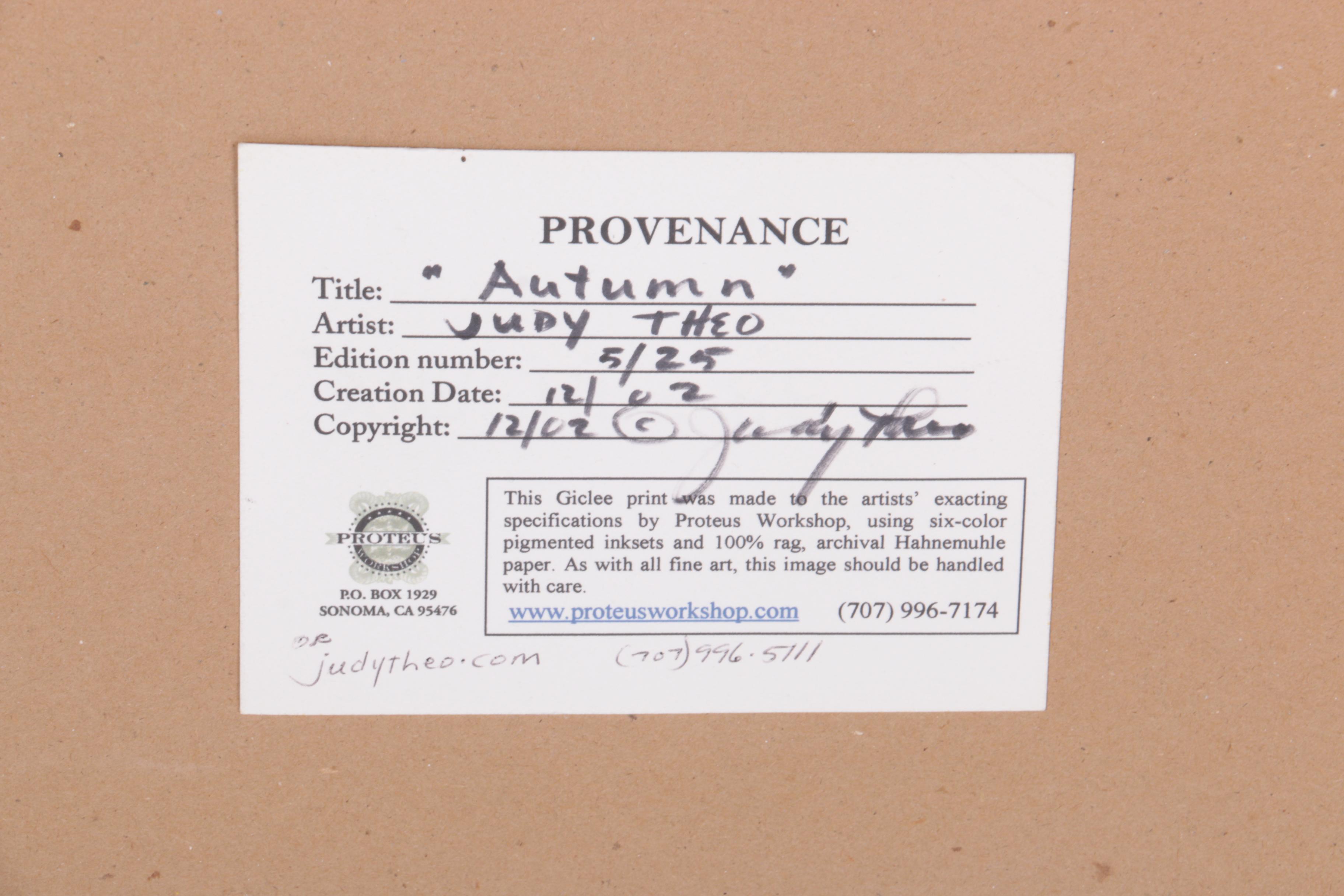 Judy Theo 2002 Limited Edition Giclée Print on Paper "Autumn"