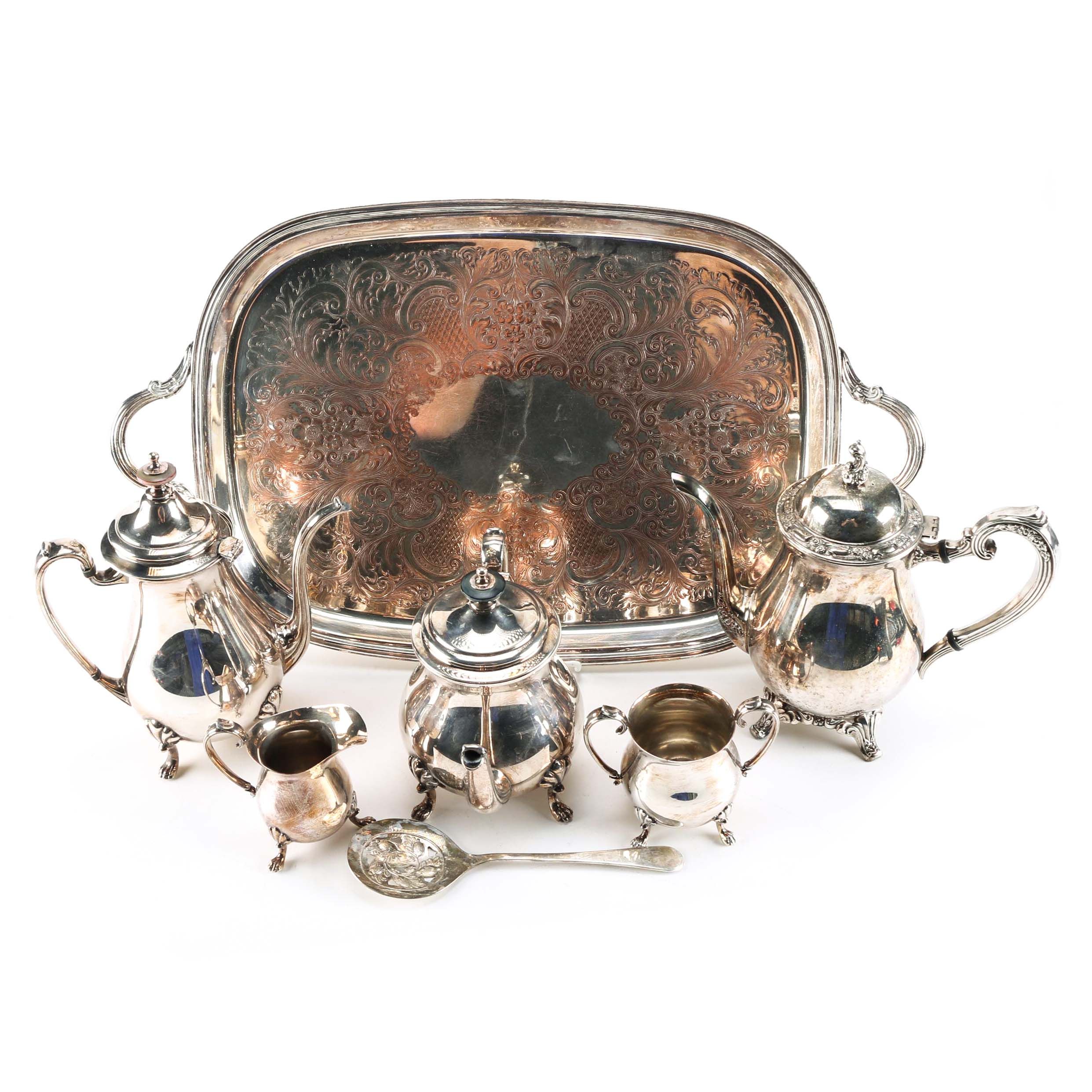 Crescent Silver Plate Tea Set and More