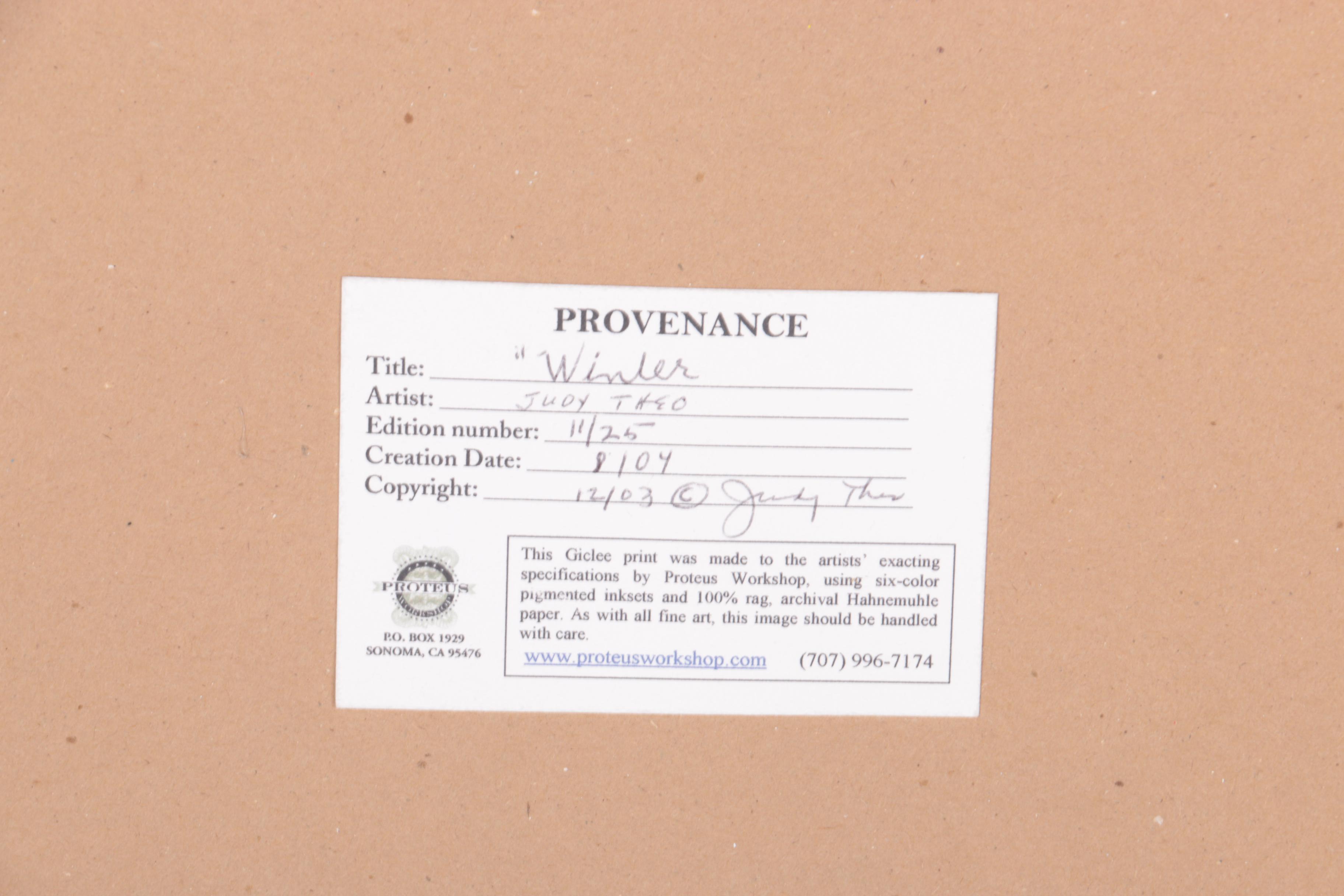 Judy Theo 2004 Limited Edition Giclée Print on Paper "Winter"