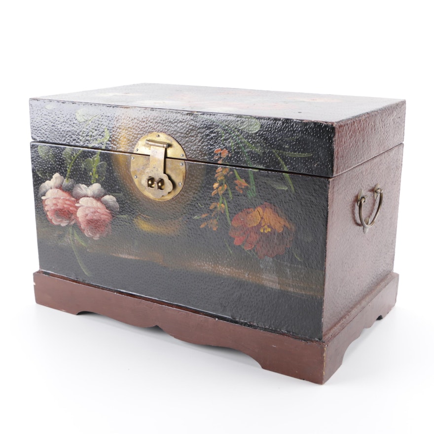 Tole Painted Tabletop Storage Chest