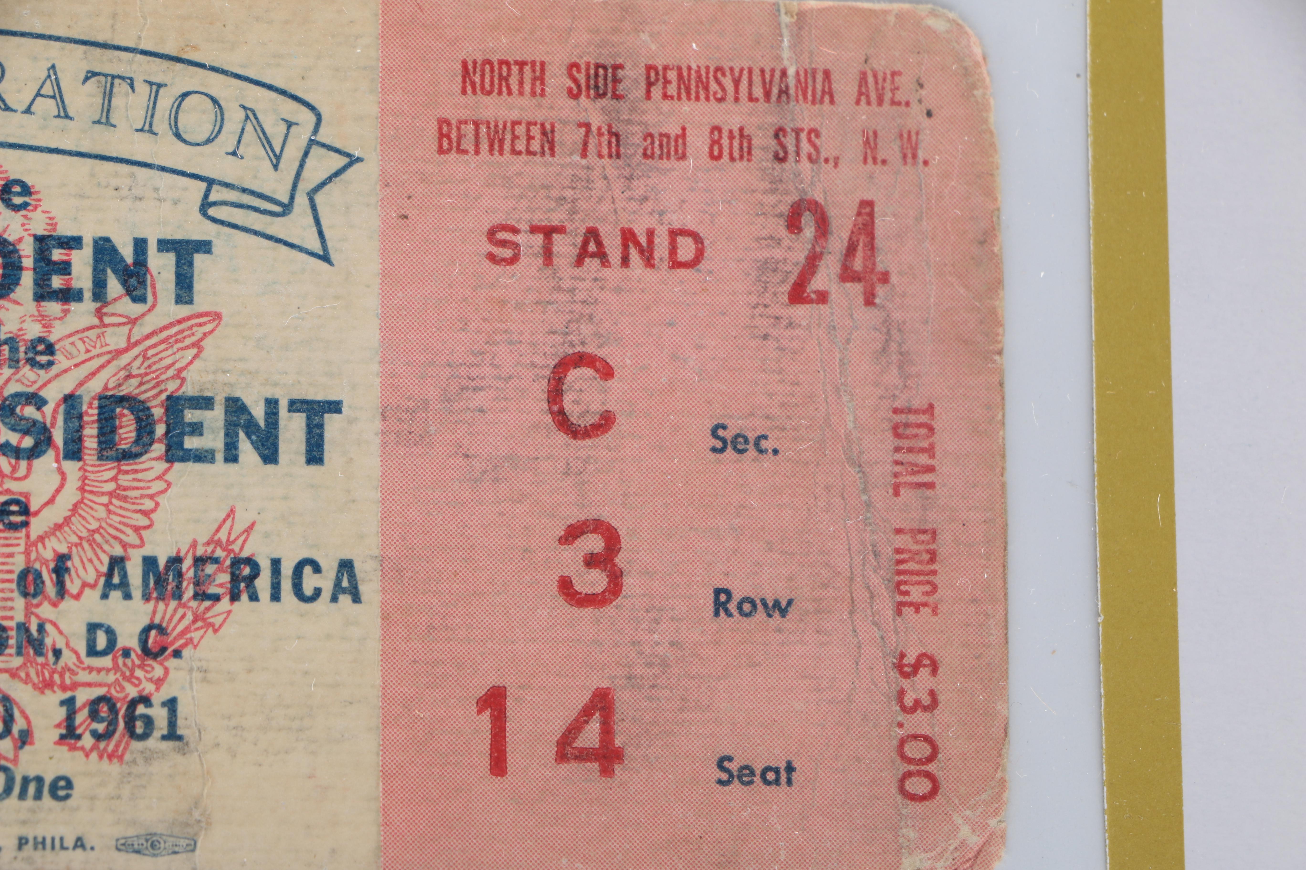 Framed 1961 Presidential Inauguration Ticket