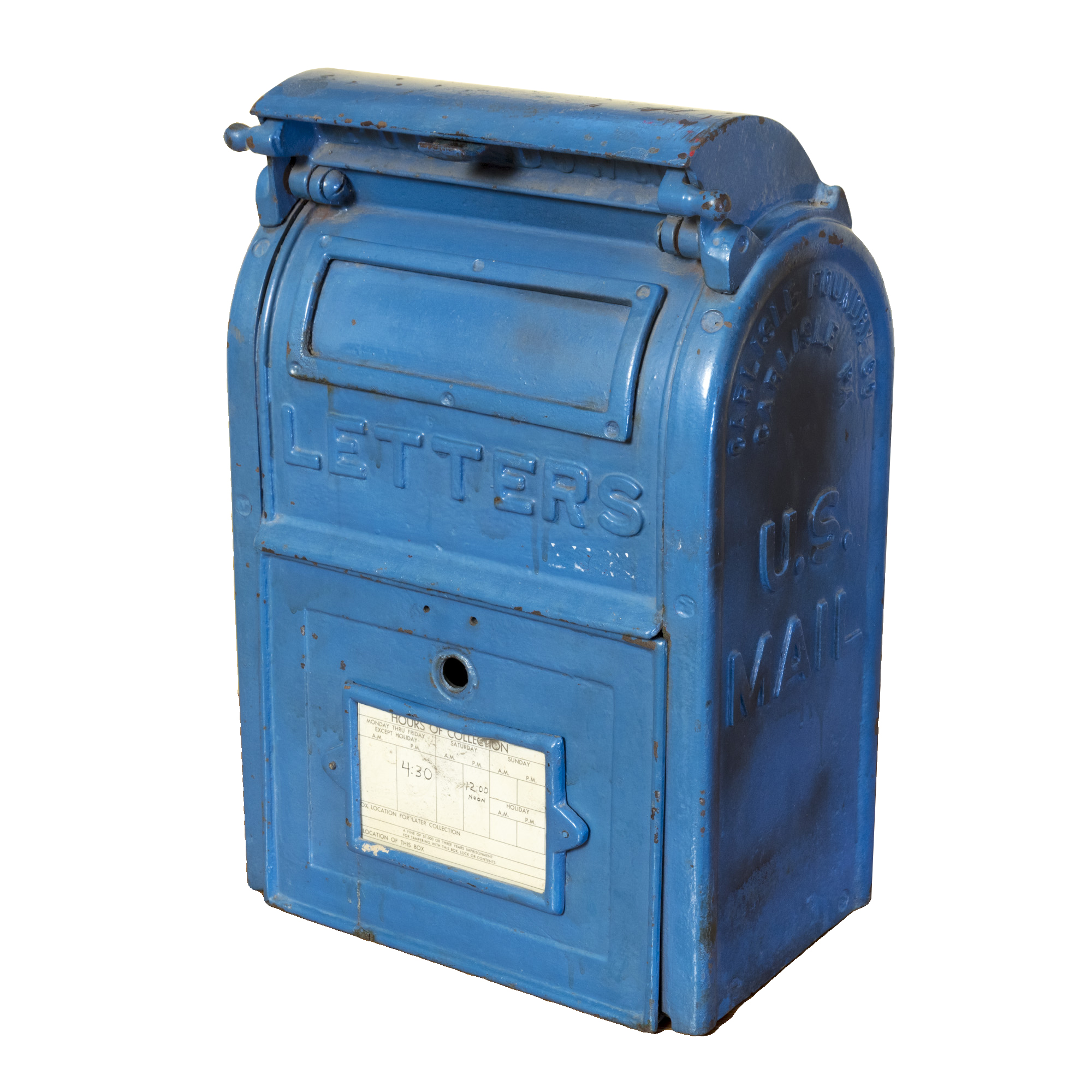 Vintage Blue Cast Iron U.S. Post Box