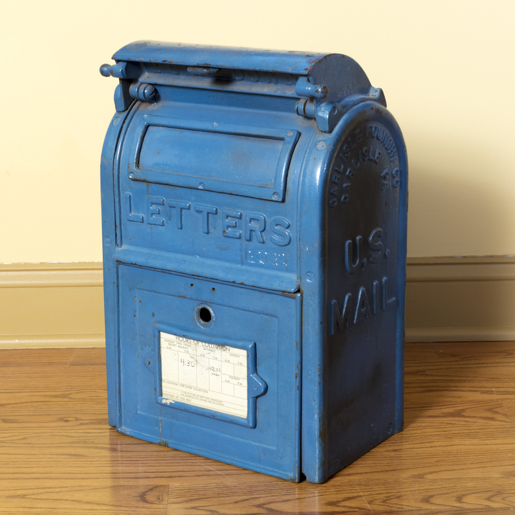 Vintage Blue Cast Iron U.S. Post Box