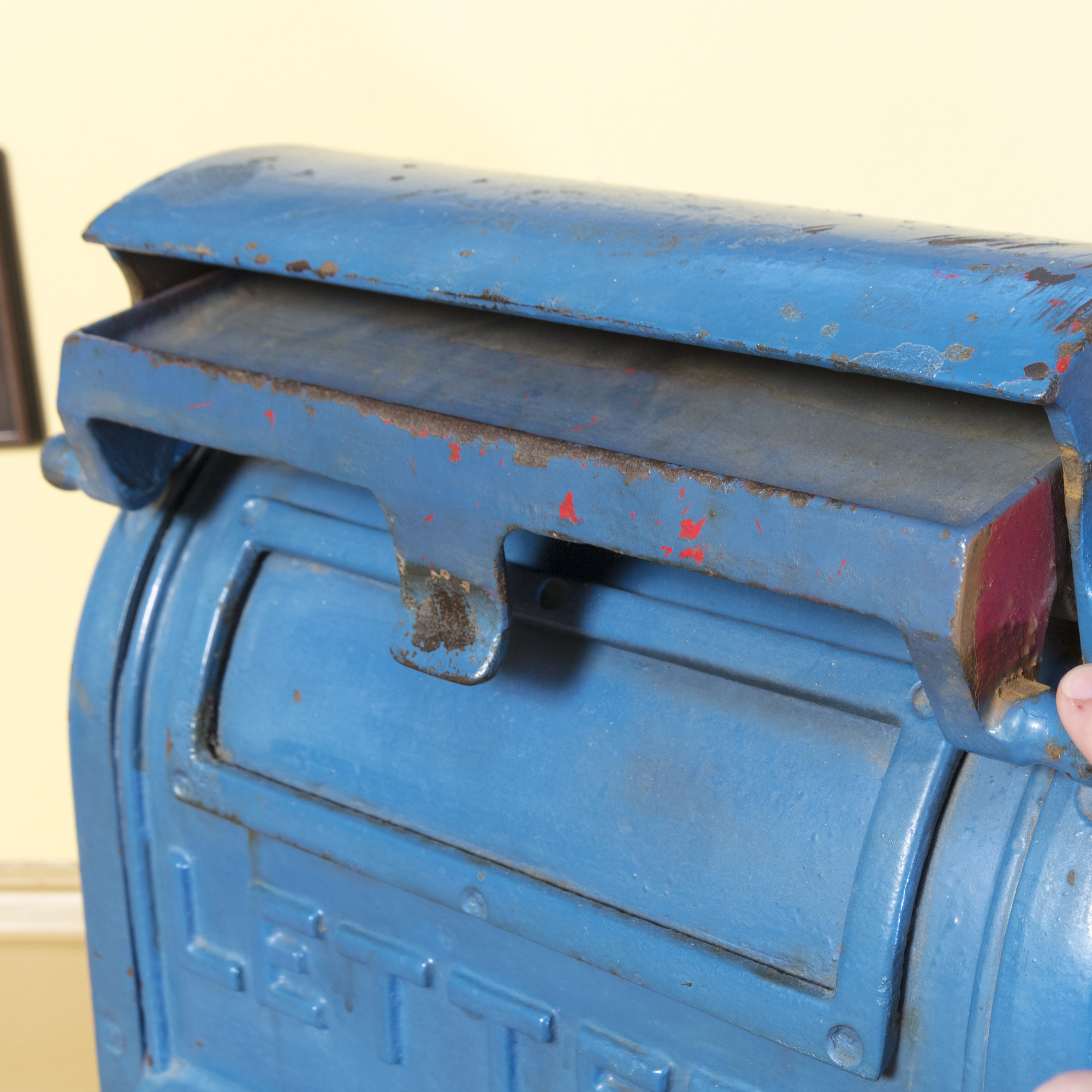 Vintage Blue Cast Iron U.S. Post Box