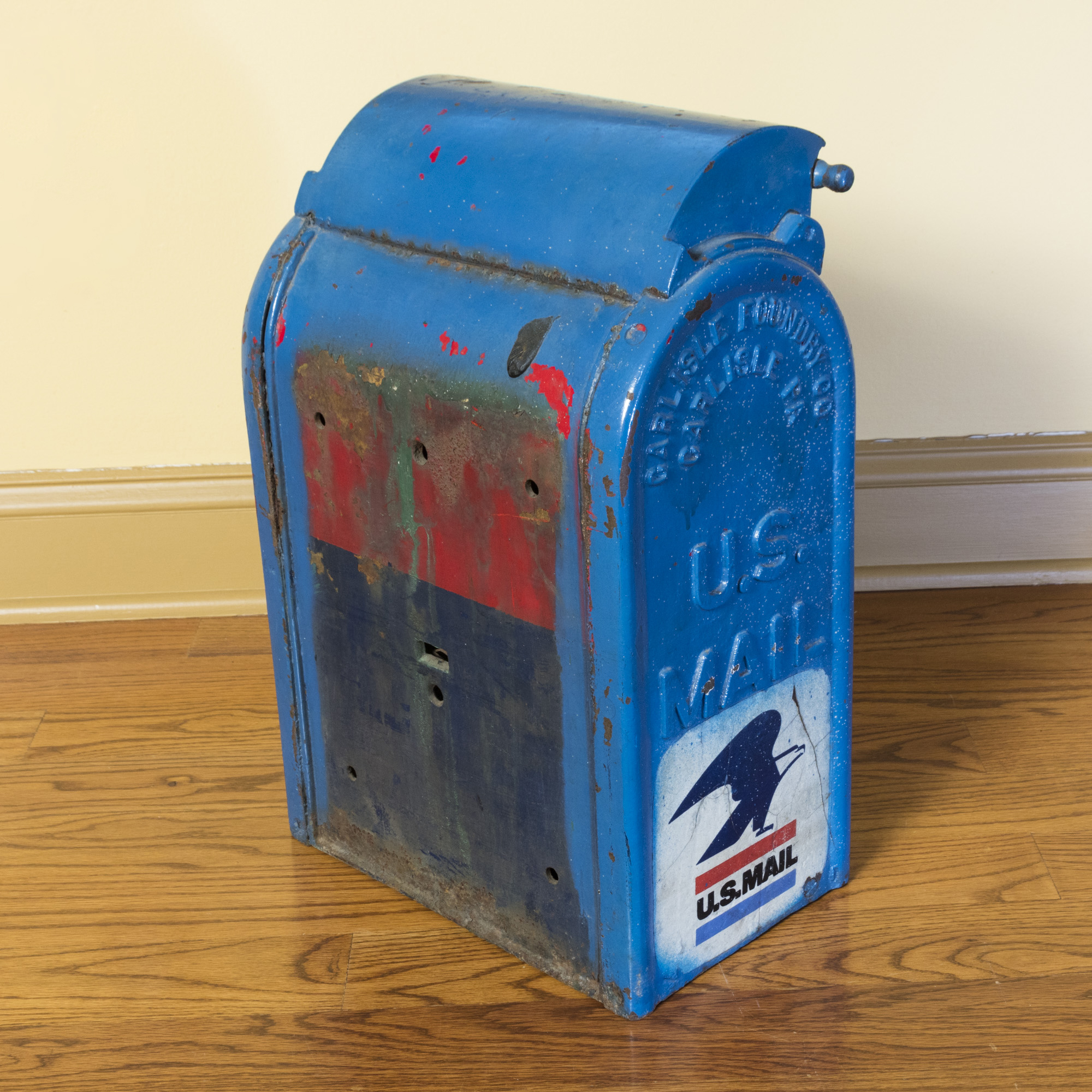 Vintage Blue Cast Iron U.S. Post Box