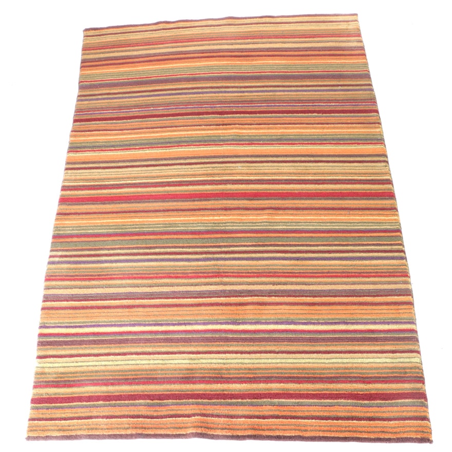 Hand-Knotted Tibetan Striped Area Rug