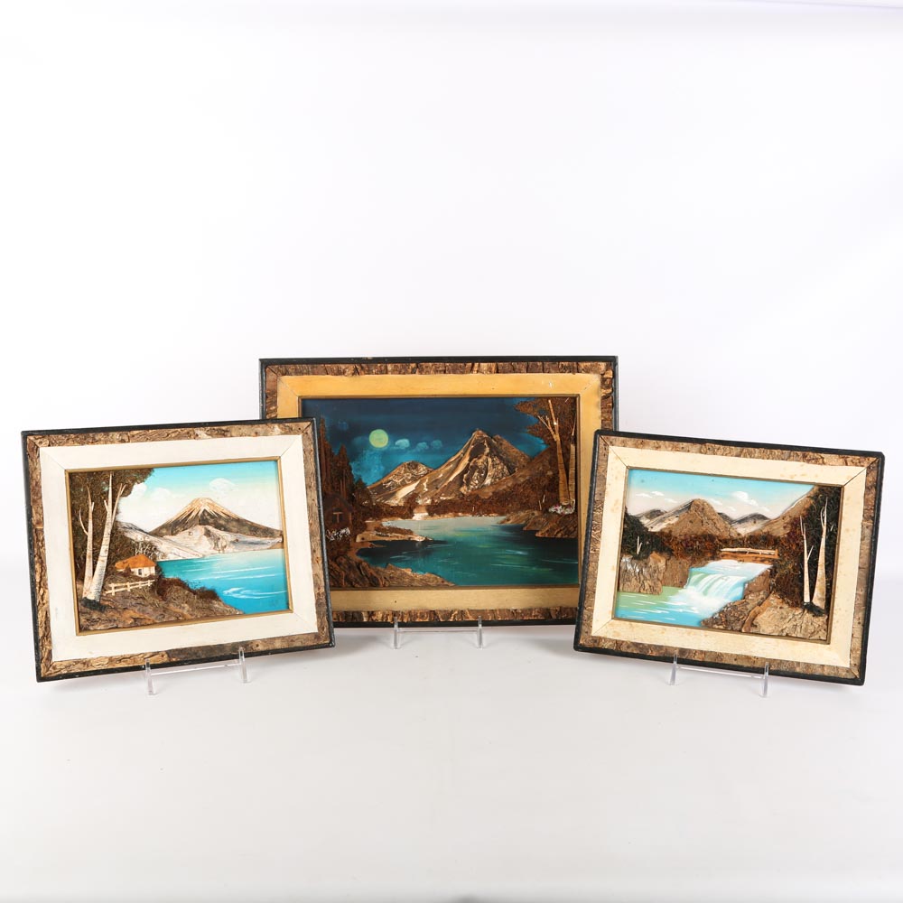 Vintage Mixed Media Japanese Landscapes