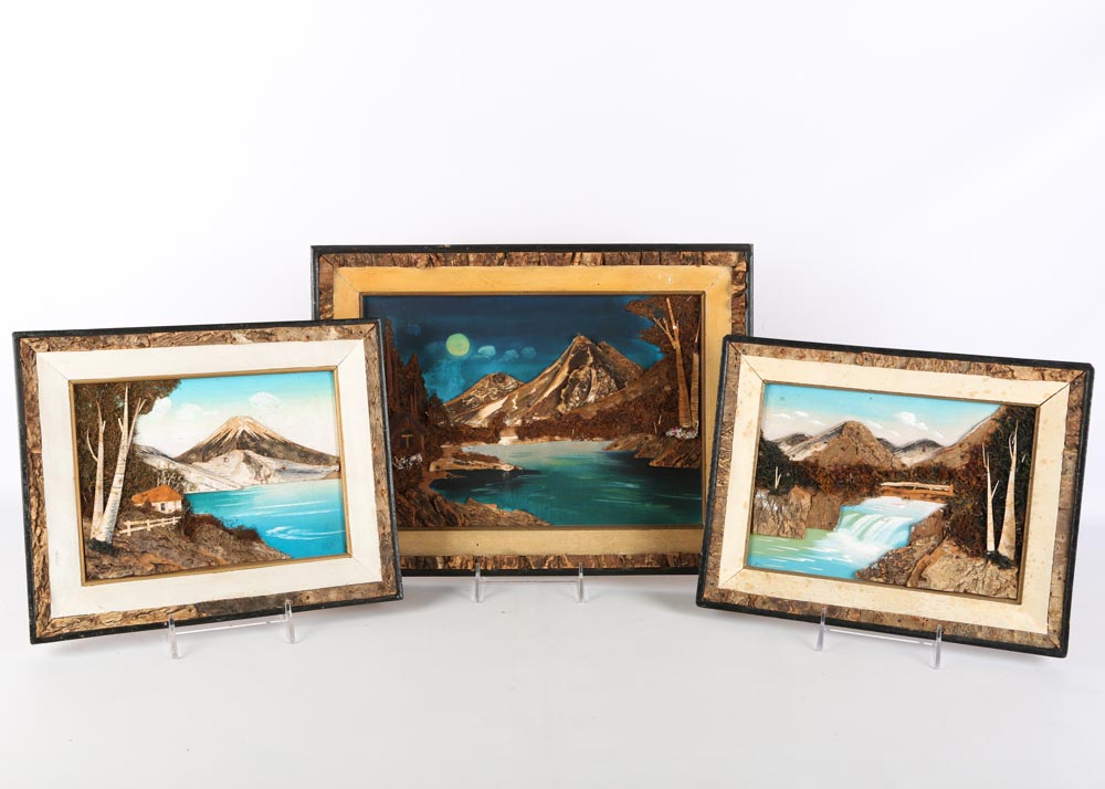 Vintage Mixed Media Japanese Landscapes