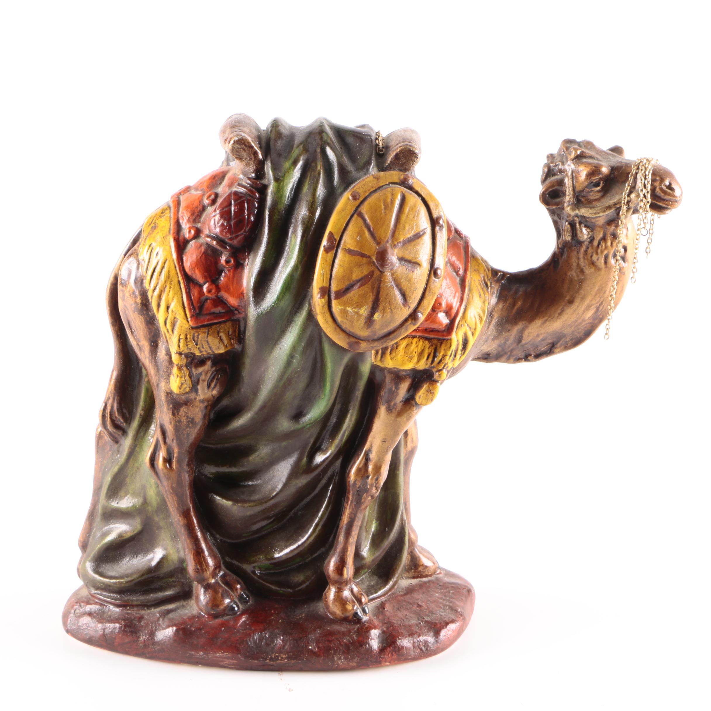 Signed Hand-Painted Resin Camel Figurine
