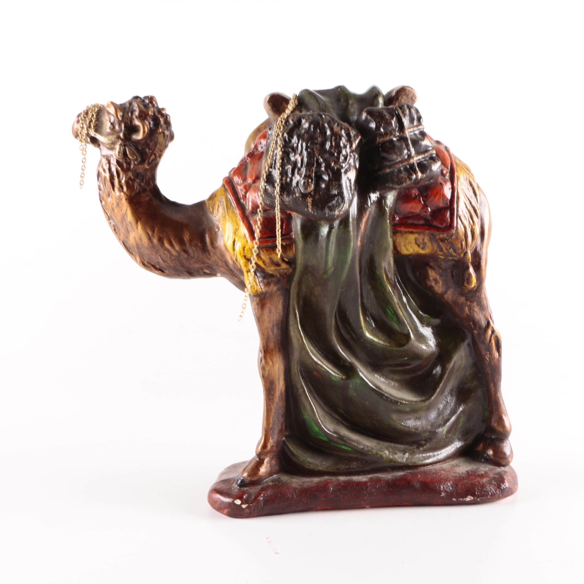 Signed Hand-Painted Resin Camel Figurine