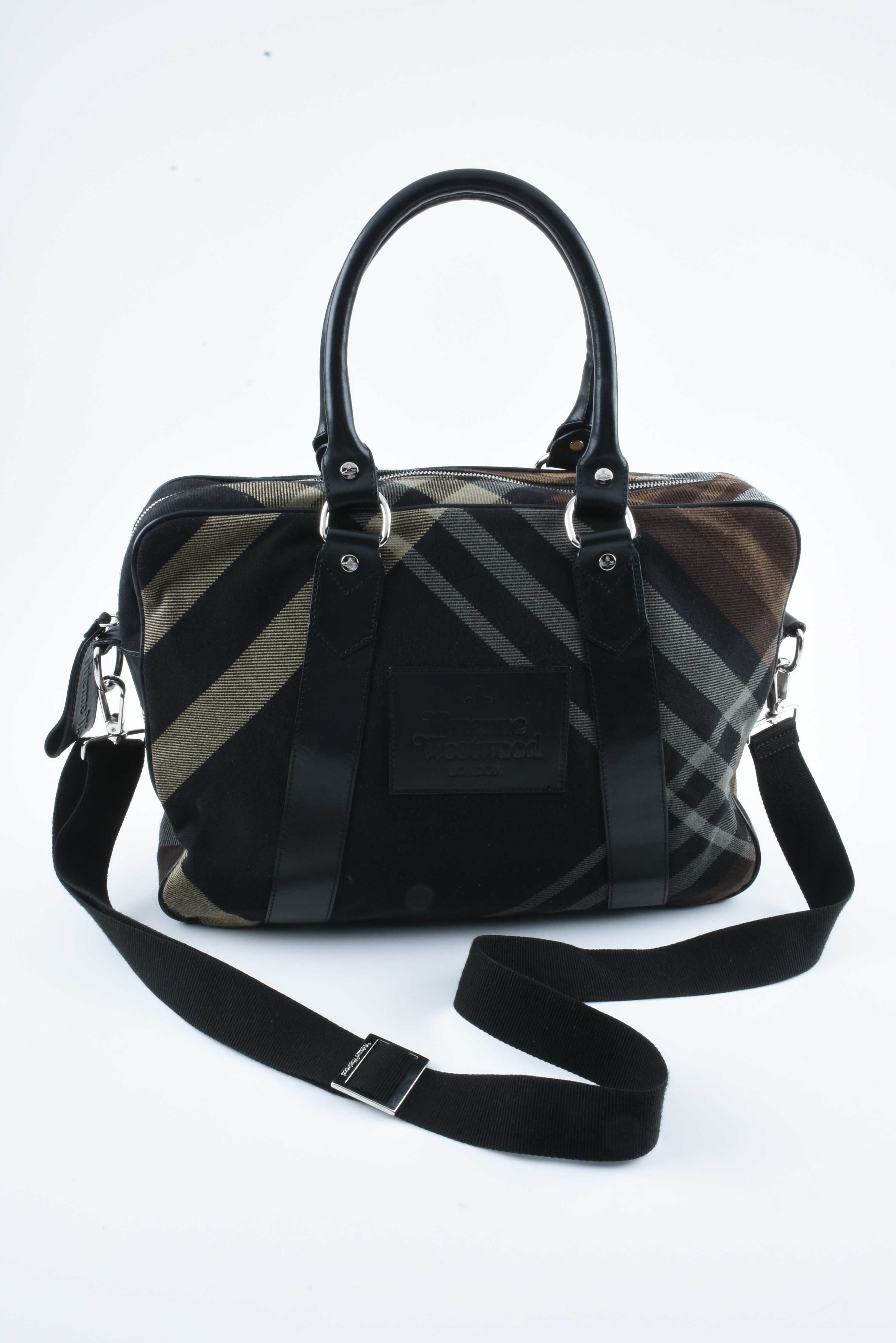 Vivienne Westwood Black and Tan Tartan Laptop Bag