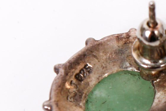 Sterling Silver and Jade Bracelet, Ring, and Earring Set