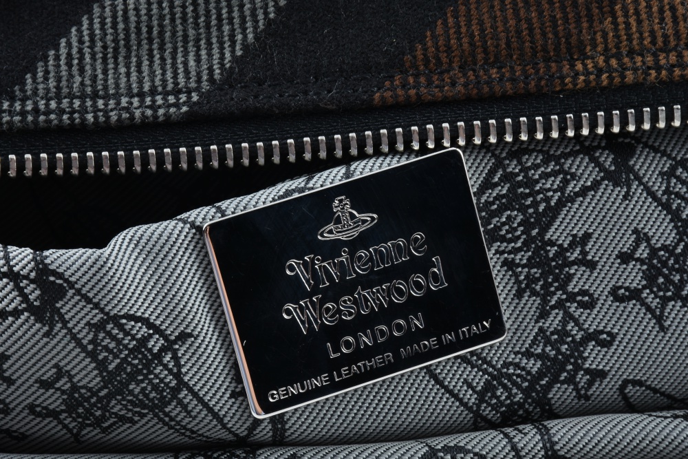 Vivienne Westwood Black and Tan Tartan Laptop Bag