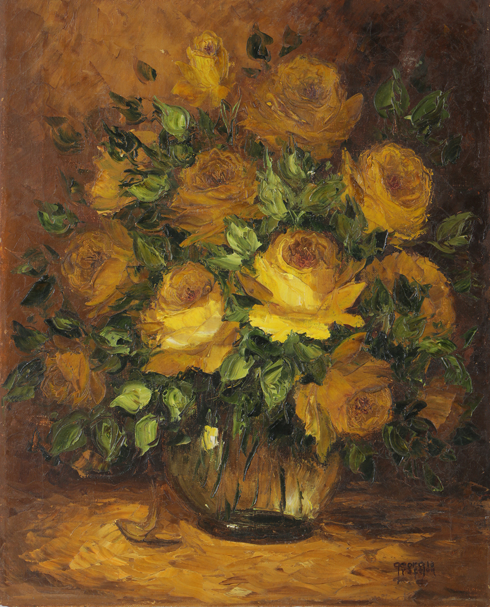 Georgia Rafton Oil Painting on Canvas Floral Still Life