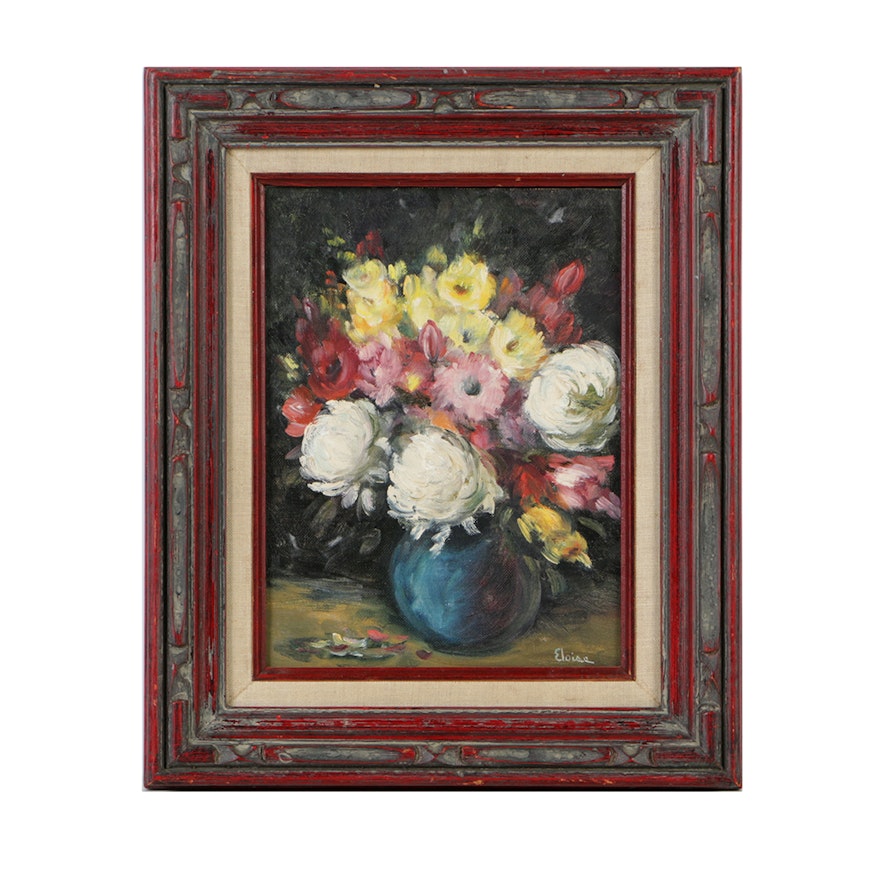 Oil Painting on Board Floral Still Life