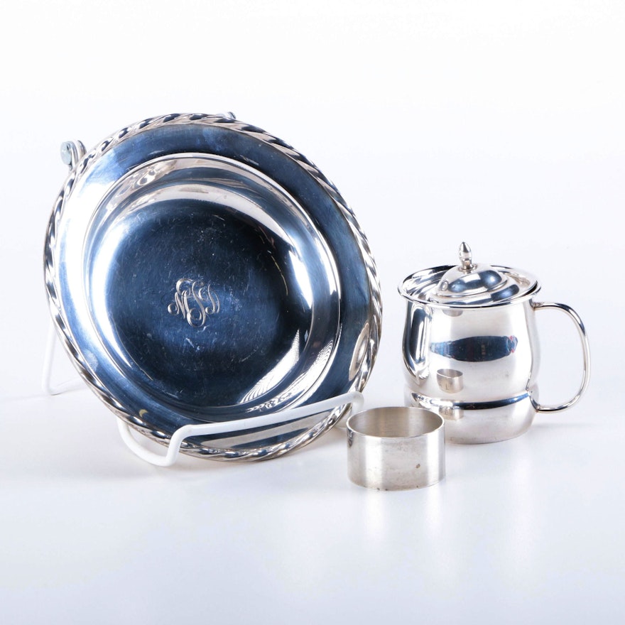 Sterling Silver Towle Dish and Cup With Stieff Napkin Ring