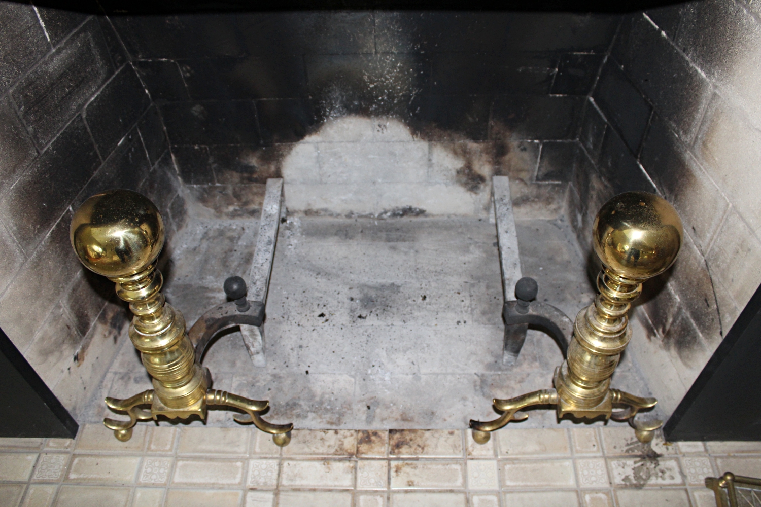 Brass Andirons and Fireplace Accessories