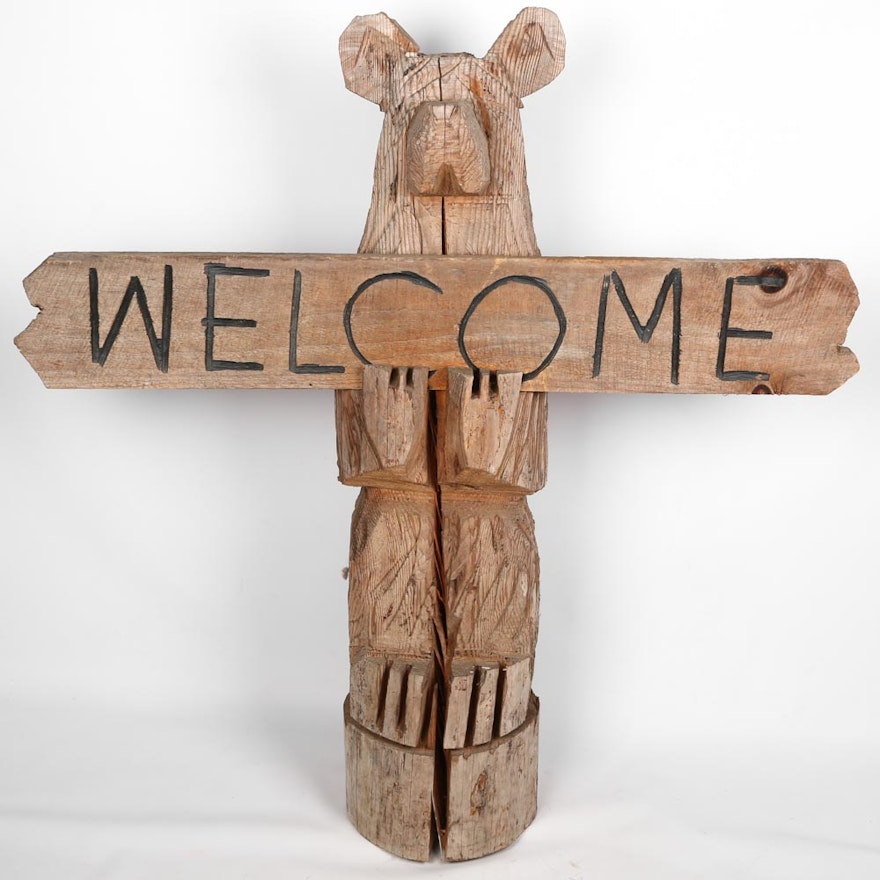 Primitive Carved Bear Sculpture