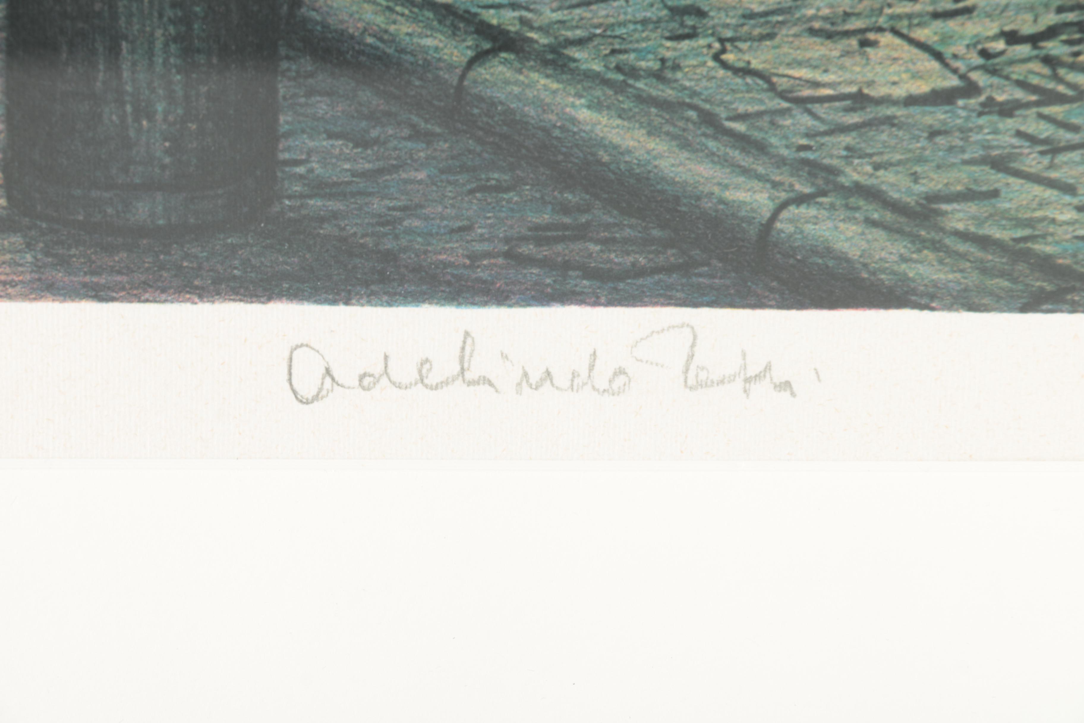 Adelindo Tassi Color Limited Edition Lithograph of Street Vendor