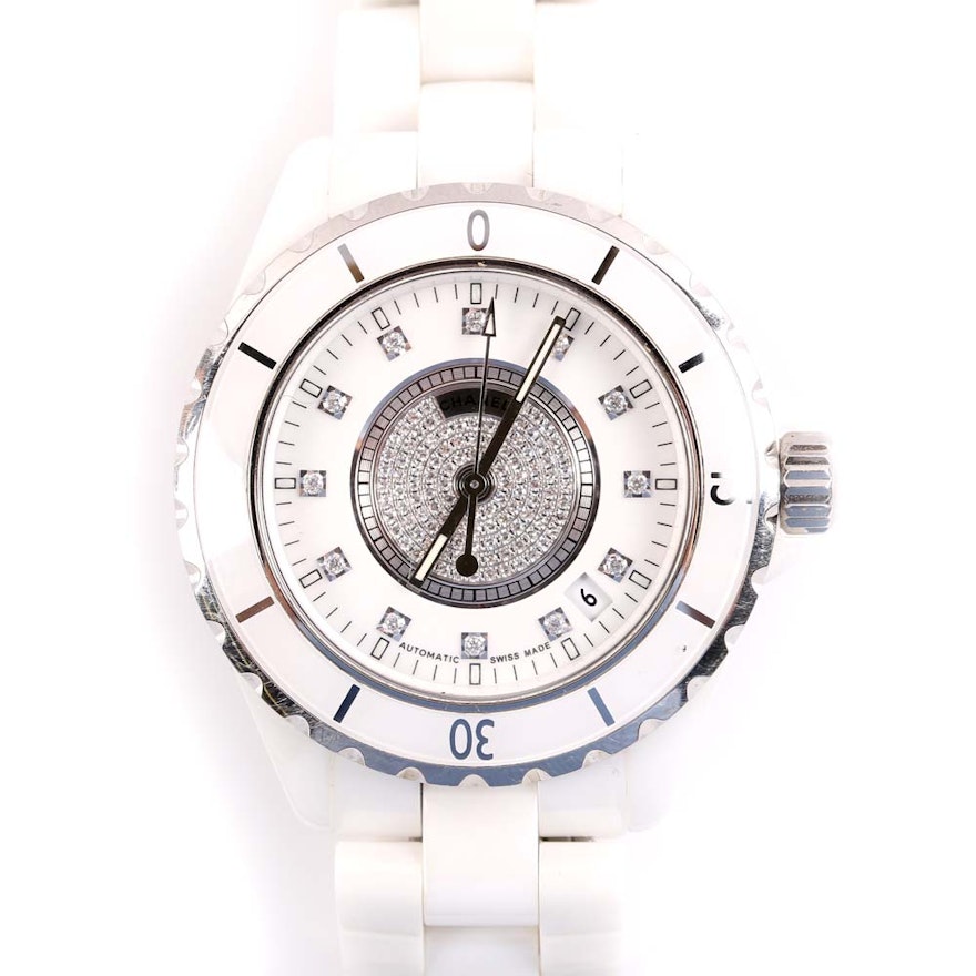 Chanel Ceramic J12 Watch with Diamonds