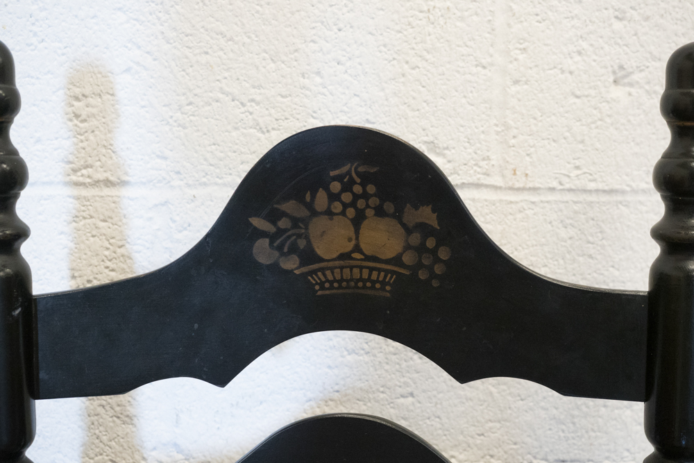 Pair of Black Ladder Back Hitchcock Style Chairs