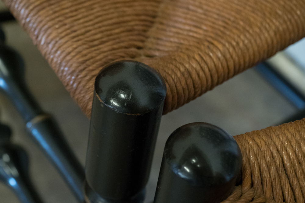 Pair of Black Ladder Back Hitchcock Style Chairs