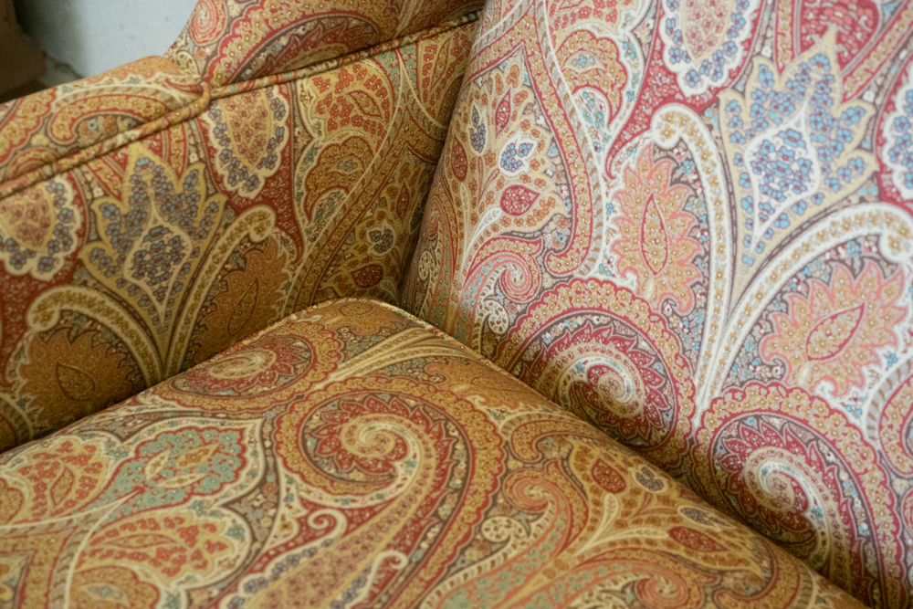 Orange Acanthus Print Wingback Armchair by Waverly