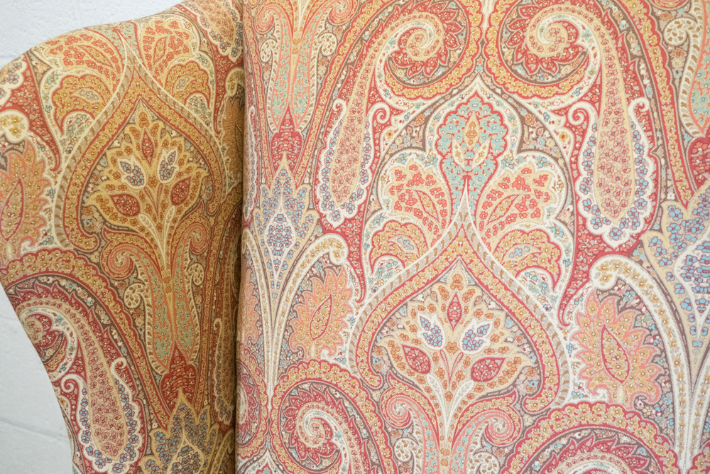 Orange Acanthus Print Wingback Armchair by Waverly