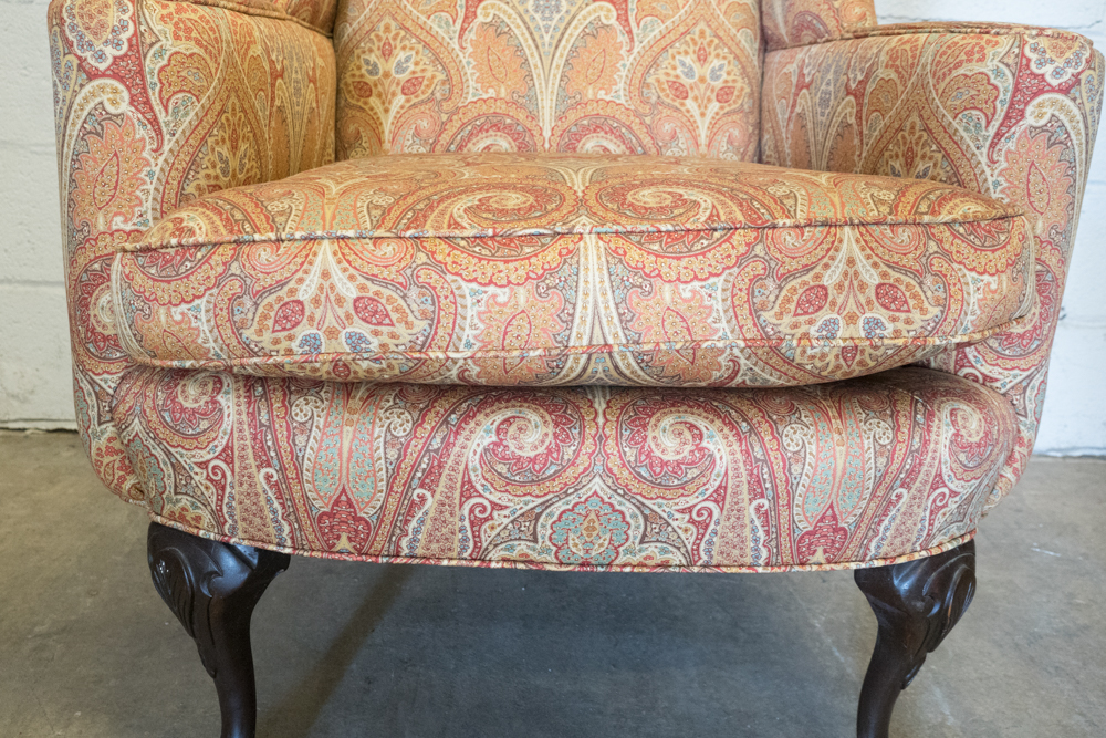 Orange Acanthus Print Wingback Armchair by Waverly