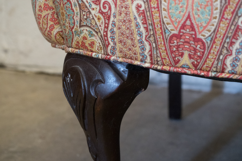 Orange Acanthus Print Wingback Armchair by Waverly