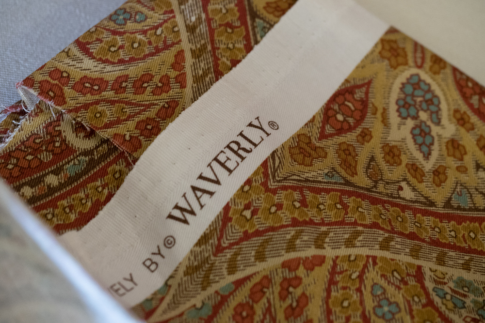 Orange Acanthus Print Wingback Armchair by Waverly