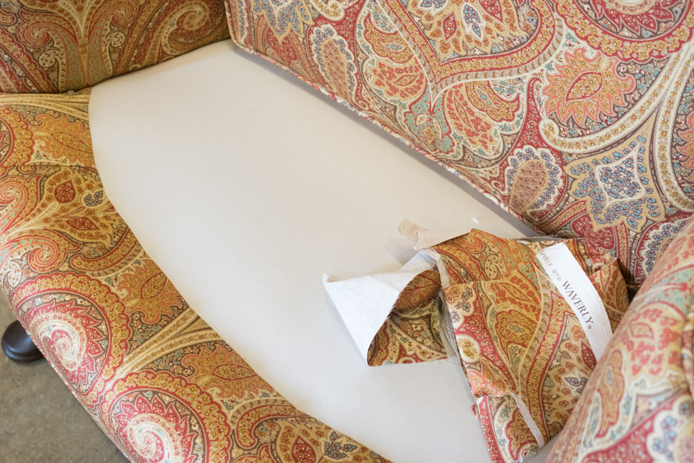 Orange Acanthus Print Wingback Armchair by Waverly