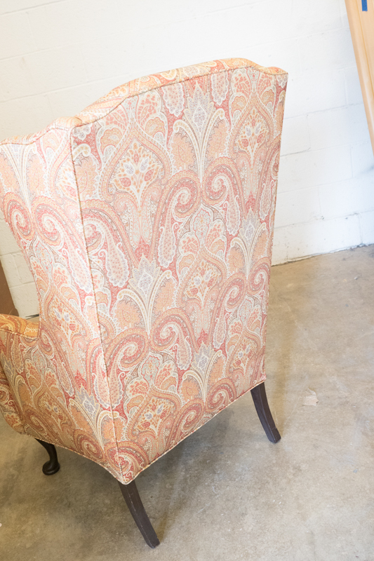 Orange Acanthus Print Wingback Armchair by Waverly