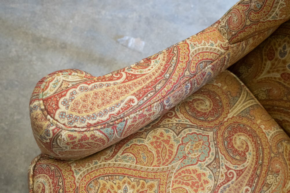 Orange Acanthus Print Wingback Armchair by Waverly