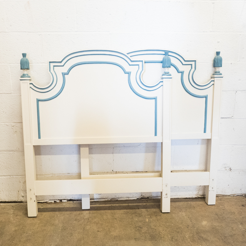 Pair of Painted Blue and White Twin Headboards