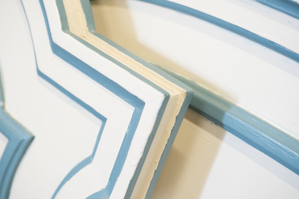 Pair of Painted Blue and White Twin Headboards