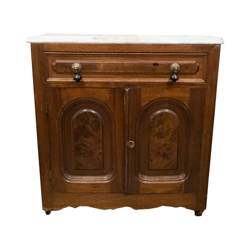 Vintage Marble Top Server Cabinet