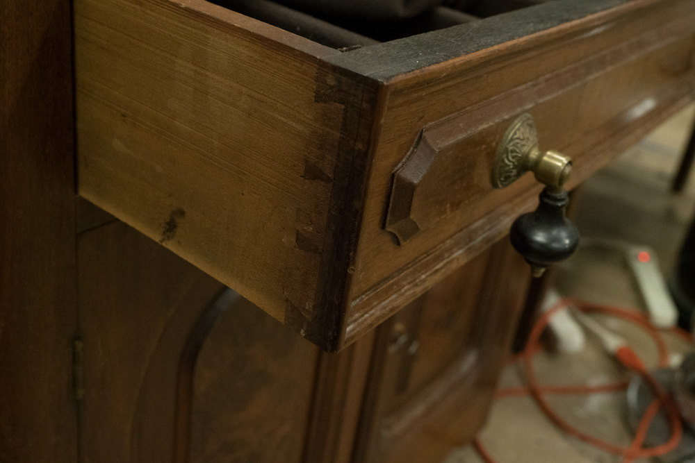 Vintage Marble Top Server Cabinet